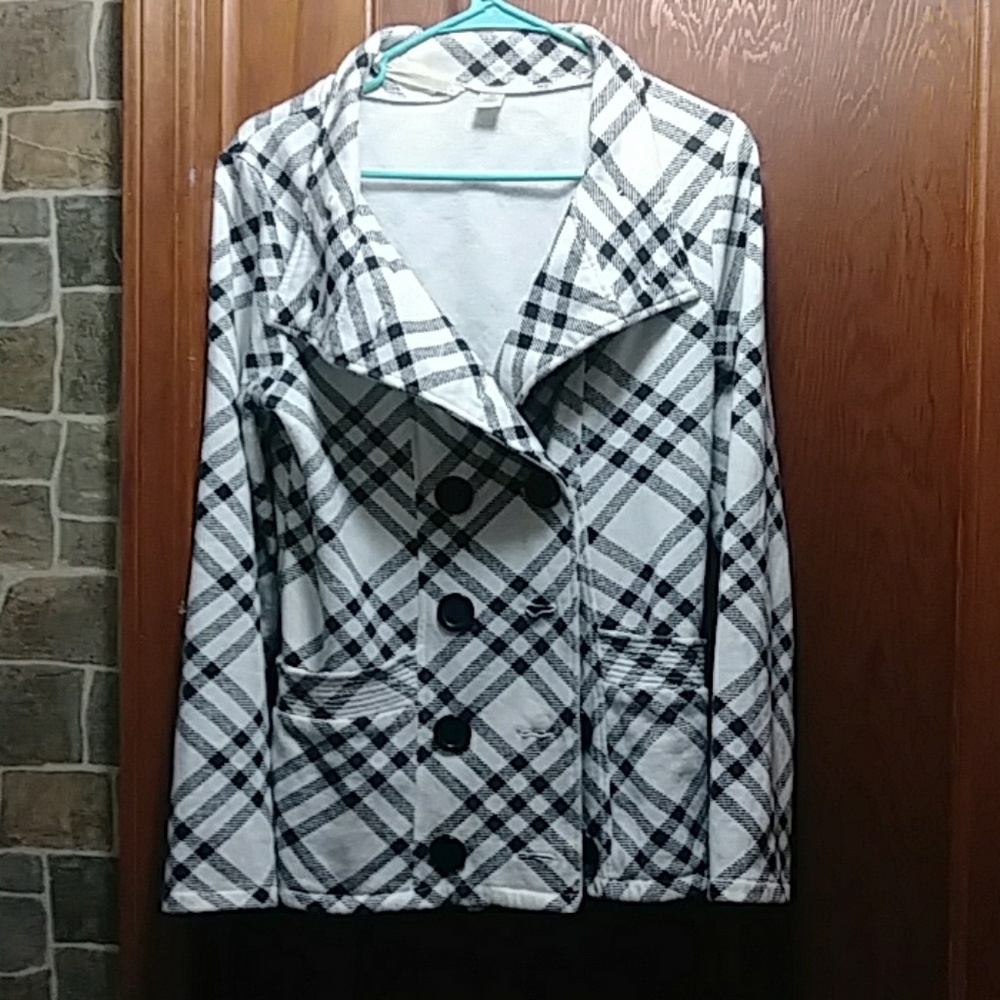 Plaid pea coat